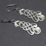 silver Celtic bird dangle earrings, back view