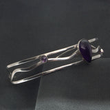 3 strand silver and Amethyst cuff bangle