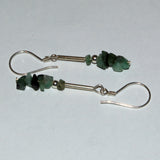 Raw Emerald and silver drop earrings