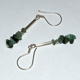 Raw Emerald and silver drop earrings