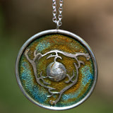 vintage enamel silver Celtic horse pendant