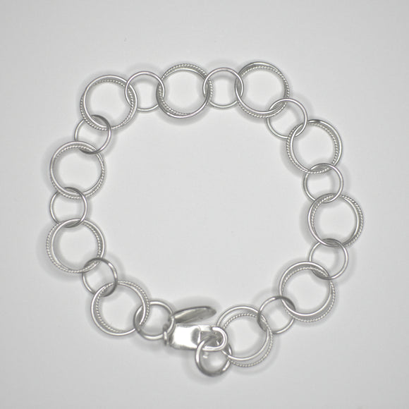 round multi link silver chain bracelet