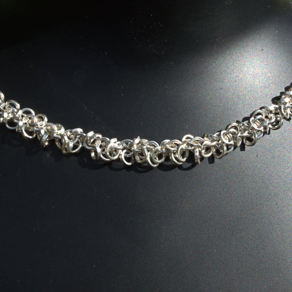silver round multi link chain necklace