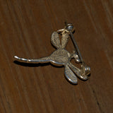 Amber silver dragonfly brooch, back view