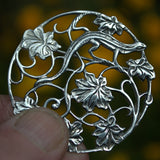 leaves and lizard silver nature pendant or brooch