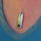 dark Citrine and solid sterling silver oblong pendant necklace shown on model