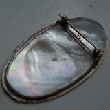 silver Mother-of-Pearl oval brooch reverse view