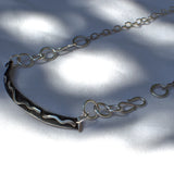 silver bar necklace side S clasp opening