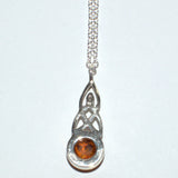 Amber silver Celtic pendant, back view