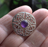 silver Amethyst Celtic shield brooch