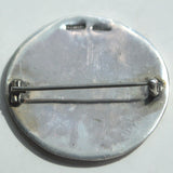 Celtic silver shield brooch pin reverse view