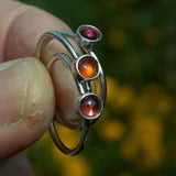 silver Garnet stacking rings