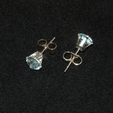 Aquamarine and silver stud earrings