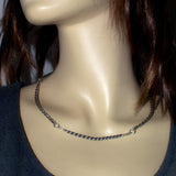 solid silver curved link necklace