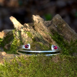 sterling silver Garnet double wire bangle