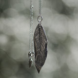 silver 925 willow leaf pendant necklace