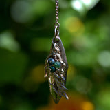 solid silver Moss Agate woodland pendant