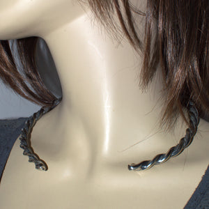 solid silver twisted wire torc neckband