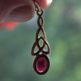 solid 9ct gold Garnet Celtic pendant back view