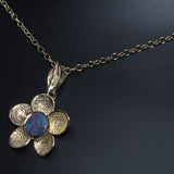 Opal and gold flower pendant necklace