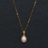 Solid gold Pearl drop necklace