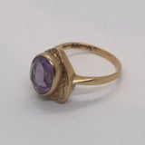 Amethyst and 9ct gold heart ring