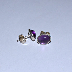 Amethyst solid 925 silver ear studs