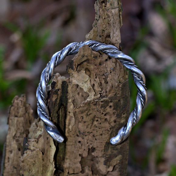 Celtic solid silver twisted bangle