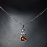 Celtic silver Amber pendant necklace