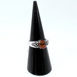 Amber and sterling silver ring