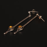 solid 925 silver and Citrine dangle earrings