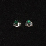 Emerald silver ear studs