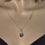 Rainbow Fluorite solid silver pendant necklace