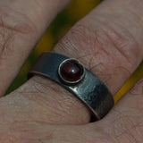 Garnet and solid silver textured ring