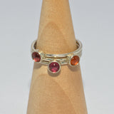 3 solid 925 silver and Garnet stacking rings
