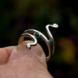 Green Onyx and solid silver ring