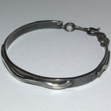 oxidised wave pattern silver bangle