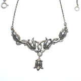 Art Nouveau style silver floral necklace