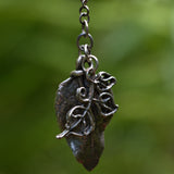 silver Persian Ivy leaf and fantasy leaf pendant necklace 