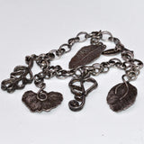 solid silver woodland leaf charm bracelet