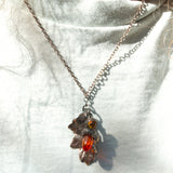 silver oak leaf Amber and Citrine acorns pendant necklace