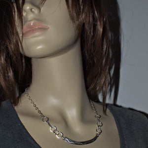 silver curved bar and chain necklace