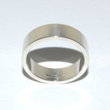 Solid silver flat profile wedding ring Size S