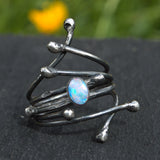 Opal doublet sterling silver handcrafted ring