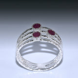 solid 925 silver and Ruby textured ring