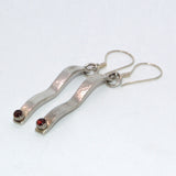 Garnet and textured silver earrings