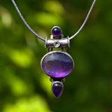 Amethyst and silver pendant necklace