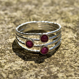 three Rubies and solid 925 silver ring