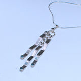 Sapphire solid sterling silver triple drop pendant necklace