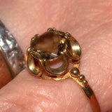 vintage Smokey Quartz 9ct gold ring shown on finger